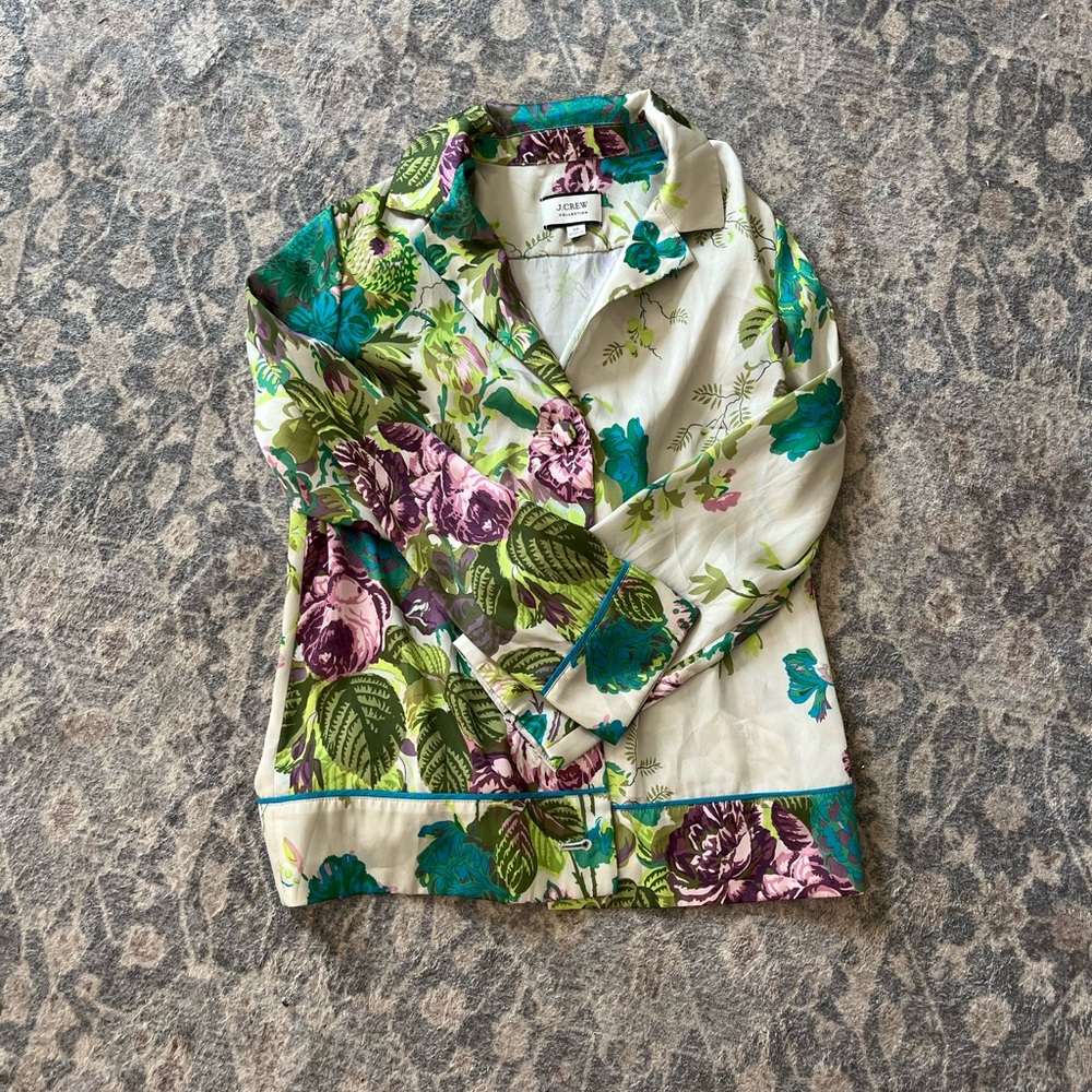 J. Crew Green and Purple Blazer with Tropical Flair